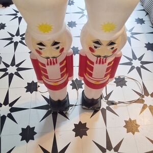 Set Of Vintage Union Products Blow Mold 30" Red and White Nutcracker Figures